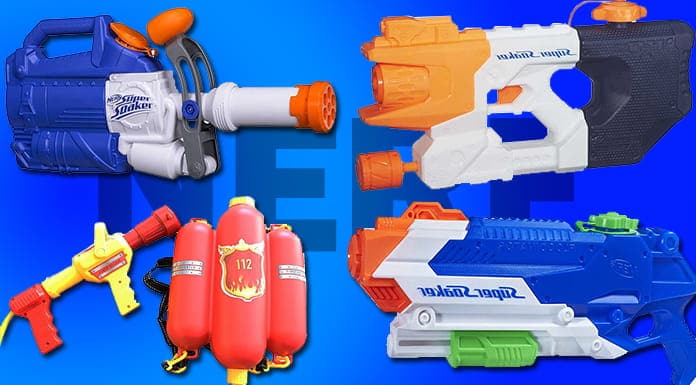 Fucile giocattolo 2 in 1 in plastica per bambini, giochi d'acqua e sparo